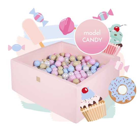 Candy Square Bällebad - Komplettset mit 300 Bällen