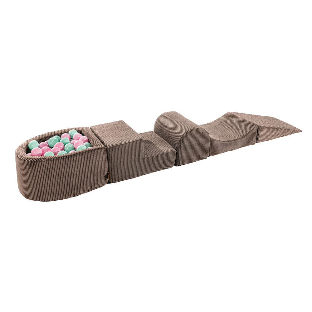 Ästhetisch weiches braunes Spielset mit Bällebad inkl. 100 Bällen
