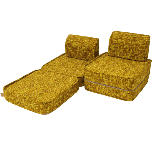 Small Modular Sofa for Kids - Tangle Honey Mustard